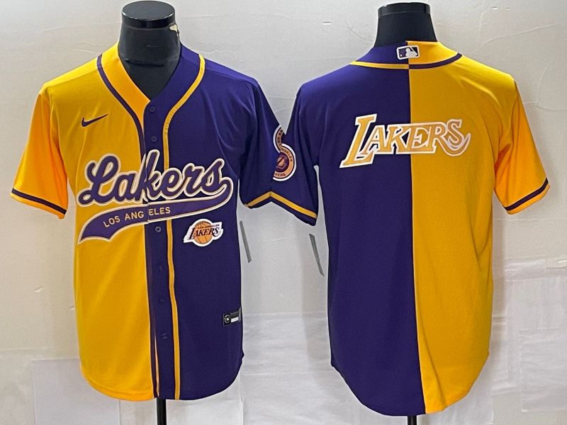 Men Los Angeles Lakers Blank yellow purple 2023 Nike Co Branding Game NBA Jersey style 6